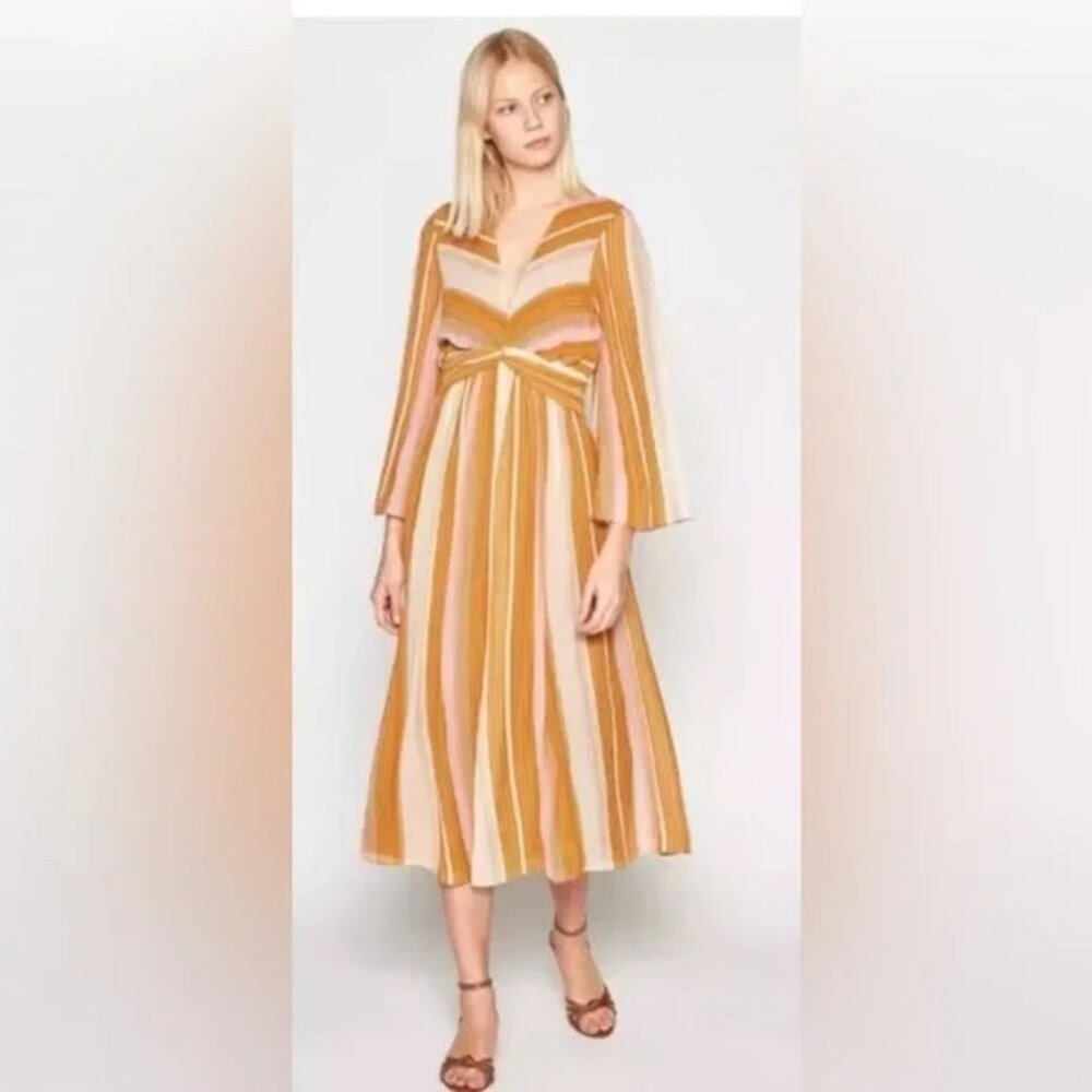 Joie Andraya Long Sleeve Silk Striped Dress Size 0